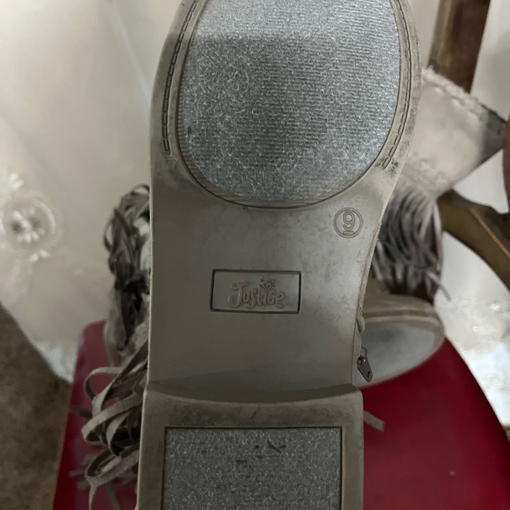Tall Gray Ruffle Boots - Picture 3 of 4